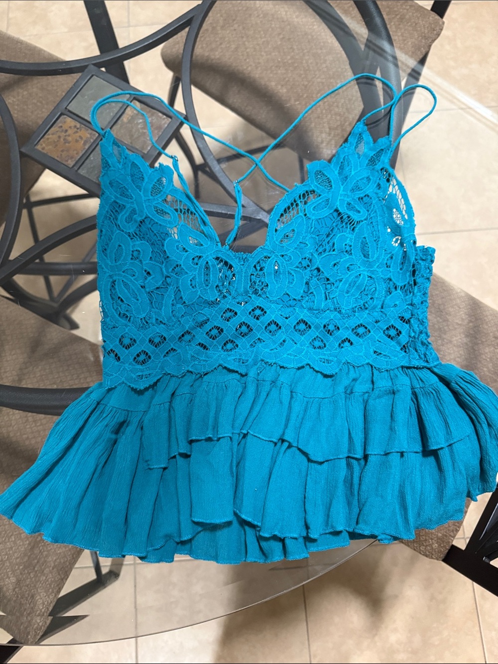 Free People Lace-Trim Ruffle Cami Top